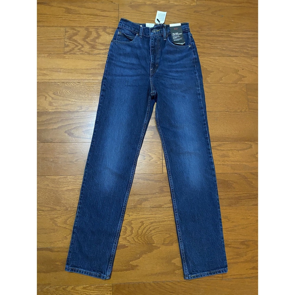 NWT Levis Jeans Womens 25 Blue Big E 70s High Slim Straight Denim New! Premium